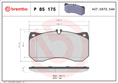 P85175 PAR PASTILHA DIANTEIRA LOW METAL - AUDI: RS5 2.5 11-18, A6 2.0 19+, A7 3.0 15-18, A8 2.5/6.3 11-18 - comprar online