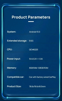 Imagem do Streaming Box CARLINKIT PLUS QCM-6225 128GB / 8GB RAM - WIFI + 4G Android 13 p/ carros com carplay de fábrica 2017>