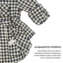 Camisa Cris manga longa sem gênero flanela xadrez off-white na internet