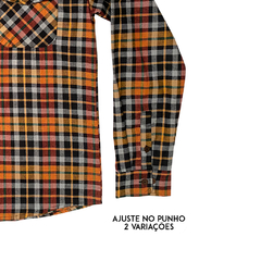 Camisa Cris manga longa flanela xadrez laranja - loja online