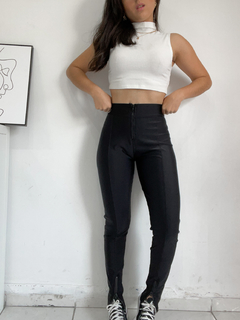 Calça Modelo Prada Feminina Cós Alto com Zíper Leggings