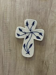 Imagen de Cruz de ceramica grande azul