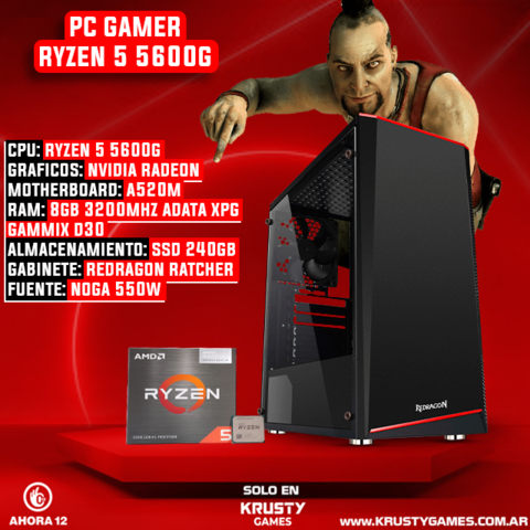 PC GAMER RYZEN 5 5600G 8GB 3200MHz SSD 240GB