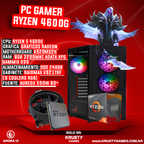 PC GAMER RYZEN 5 4600G 8GB SSD 240GB