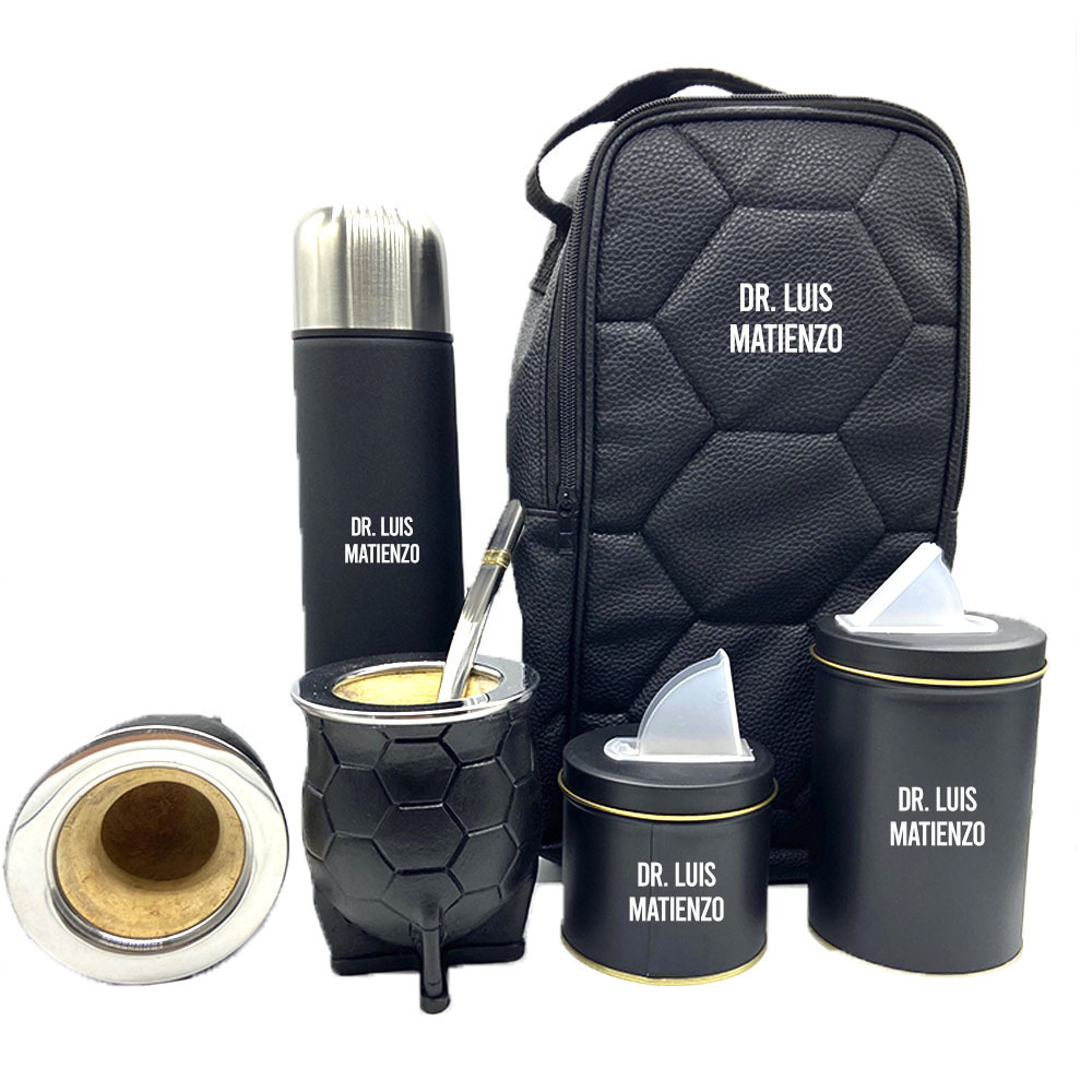 SUPER SET MATERO PERSONALIZADO C MATE CAMIONERO Y BOMBILLA ACERO INOX. MAS BOLSO MAS TERMO 1 LT. MAS YERBERA AZUCARERA