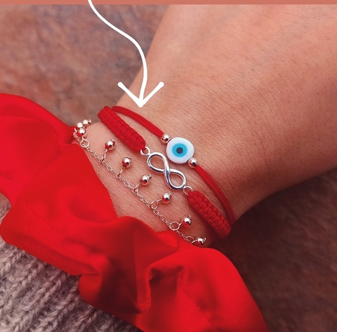 Pulsera Hilito NAZAR red plata