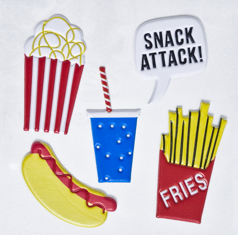 Plancha de Stickers Fast Food Pancho Papas Fritas Pochoclo Cine