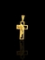 PINGENTE CRUCIFIXO C/ FACE DE CRISTO - 3,5x2,5cm - BANHADO A OURO 18K