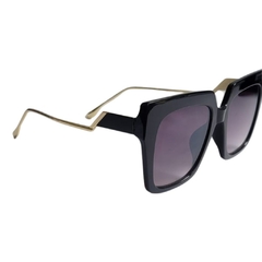 Óculos de sol Quadrado Preto haste metal Dourado Uv 400 LINZ na internet