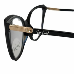 Óculos de Grau Gatinho Preto com Detalhes em Dourado e Pedra Brilhante - comprar online