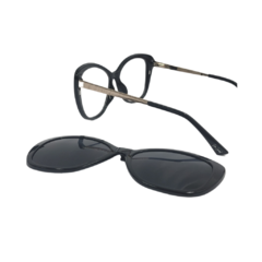 "Óculos Clip-on Gatinho Preto com Aste Dourada