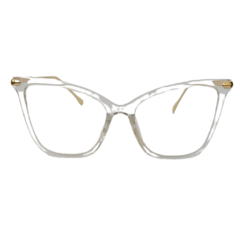 Óculos de grau Gatinho Cristal Transparente com Detalhes Dourados