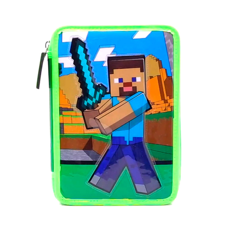 CARTUCHERA CRESKO MINECRAFT PVC 1 PISO (INCLUYE ÚTILES)