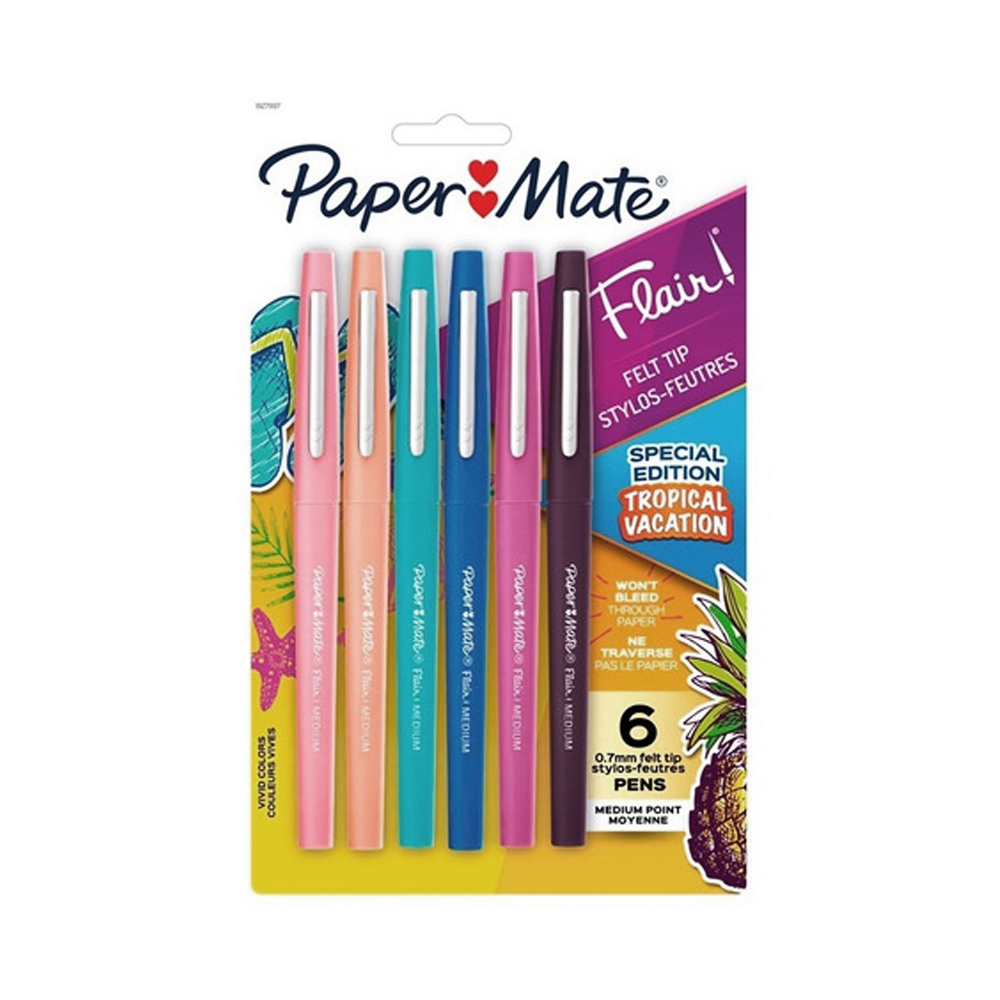 Paper Mate Flair - Rotuladores metálicos (0.028 in, medianos, 6 unidades)