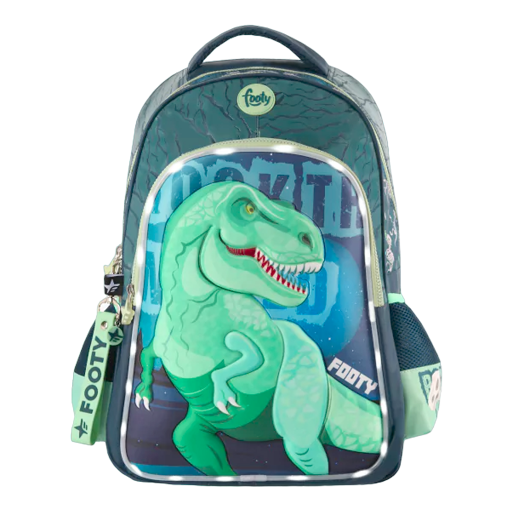 MOCHILA FOOTY T REX 18 ESPALDA CON LUZ 2 COLORES