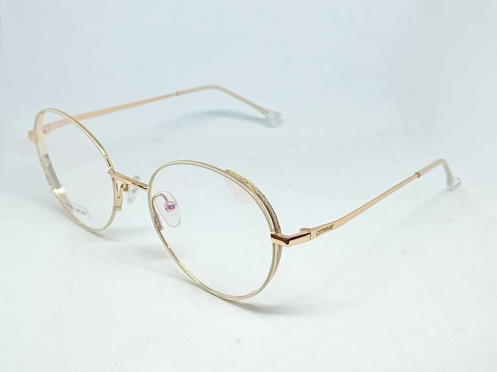 Óculos de Grau Redondo Metal Branco Feminino B2480Z