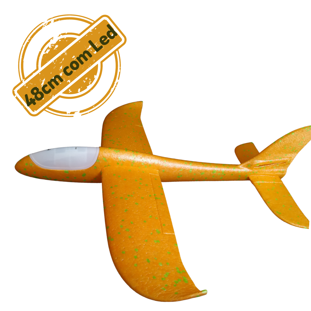 AVIAO PLANDOR LED BUMERANGUE ISOPOR AEROMODELO PLANADOR MANUAL BRINQUEDO  INFANTIL