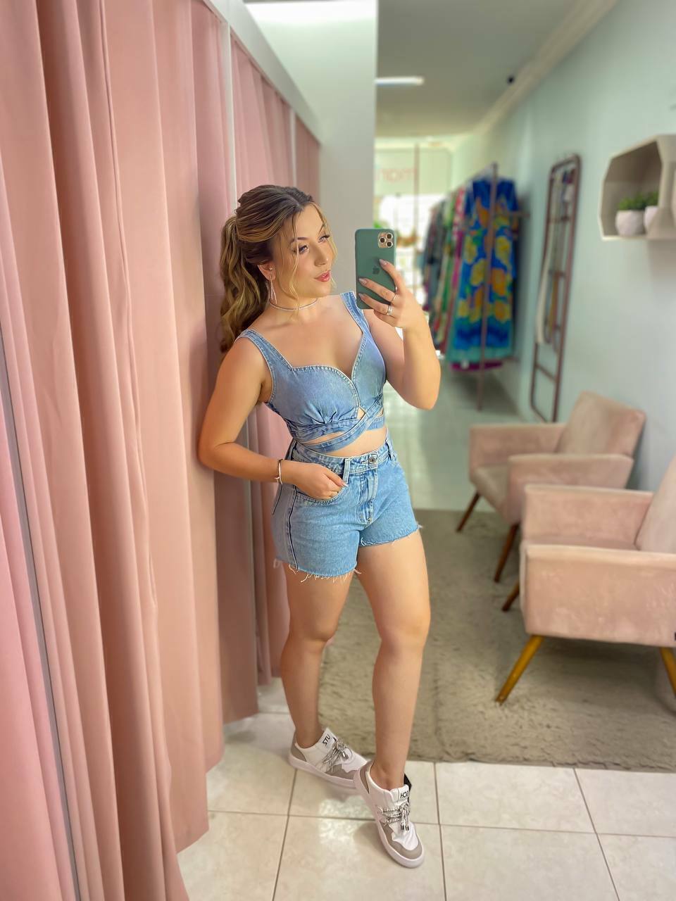 CROPPED FEMININO JEANS AMARRA O Loja Maricota