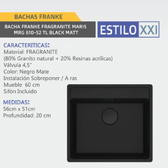BACHA FRANKE FRAGRANITE MARIS MRG 610-52 TL BLACK MATT