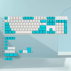 Set 128 keycaps -White and Blue Japanese - Perfil Cherry - LatamKeys