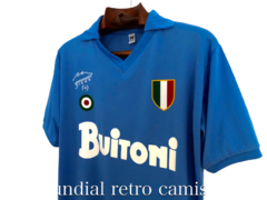 Camiseta celeste Napoli Buitoni escudo Italia HOMENAJE MARADONA