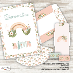Kit Imprimible Arcoiris Nórdico con Flores - tienda online
