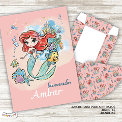Kit imprimible Sirenita Ariel acuarela y glitter 
