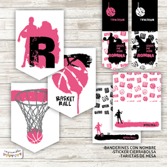 Kit Imprimible Basquet rosa - Imprimibles