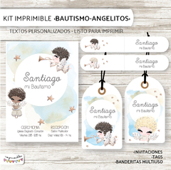 Kit Bautismo Angelitos En Celeste