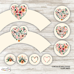 Kit Imprimible Desayuno Corazones y flores - comprar online