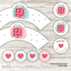 Kit Imprimible Desayuno San Valentín Corazones - comprar online