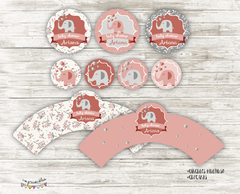 Kit Imprimible Elefantitos en rosa - comprar online