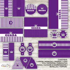 Kit Imprimible Glitter violeta y plata en internet