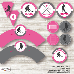 Kit Imprimible Hockey en rosa - comprar online
