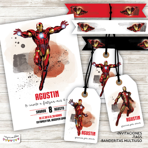 Kit Imprimible Ironman acuarela