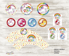 Kit imprimible Unicornios y arco iris - comprar online