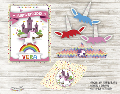 Kit imprimible Unicornios y arco iris - tienda online