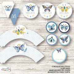 Kit imprimible Mariposas en celeste - comprar online