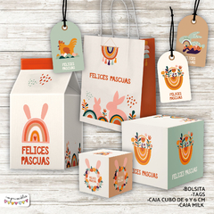 Set imprimible de Cajas, tags y bolsa Pascua Nordica