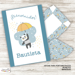 Kit Imprimible Oso Panda con paraguas