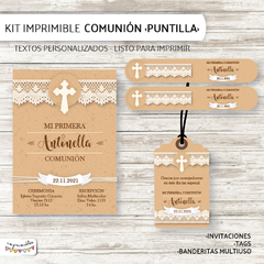 Kit imprimible Primera Comunión Puntilla