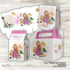 Kit imprimible Princesa Rapunzel acuarela y glitter