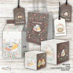Set imprimible de Cajas, tags y bolsa Pascua animales y flores