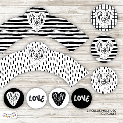 Kit Imprimible Desayuno San Valentín Blanco y Negro - comprar online