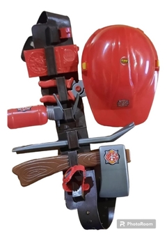 Cinturón de herramientas + casco bombero