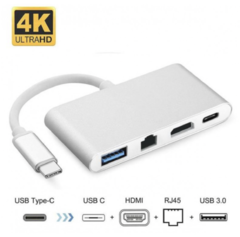 Cabo / Hub Adaptador USB-C (Usb + Hdmi + Rj45 + TypeC)