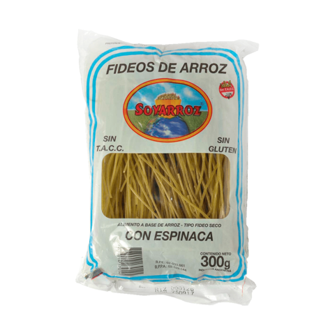 Fideos de Arroz Espinaca x 300gr SIN TACC - SOYARROZ