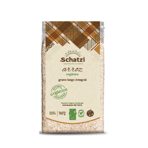 Arroz Integral Grano Largo Orgánico x 750 gr - SCHATZI