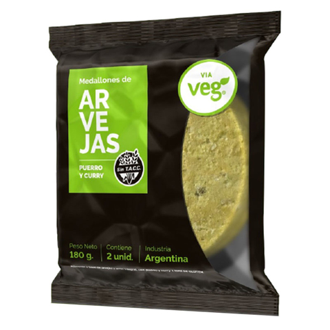 Medallones de Arvejas, Puerro y Curry x 180 gr (2u) - VIA VEG