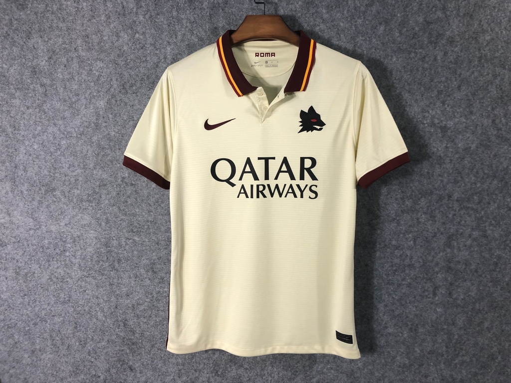 Camisa Roma 20 21 Nike Torcedor Masculina Bege e Vermelha
